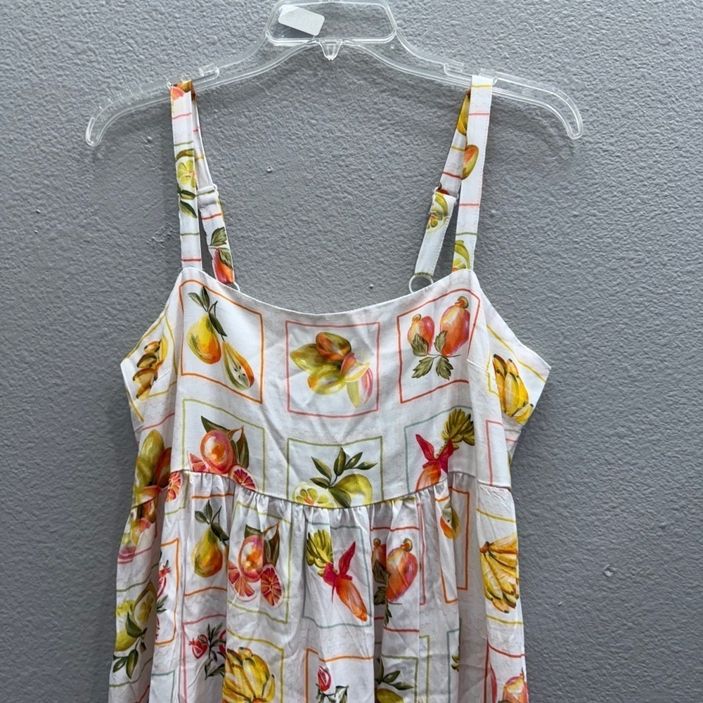 Paper Heart Women's Maxi Dress Size Large White Fruit Print Summer Sleeveless - Picture 2 of 8